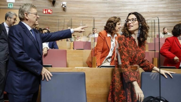 El presidente de la Comunidad Valenciana, Ximo Puig (PSOE), junto a la vicepresidenta, Aitana Mas (Compromís.