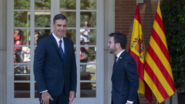 Pedro Sánchez y Pere Aragonés, en la Moncloa