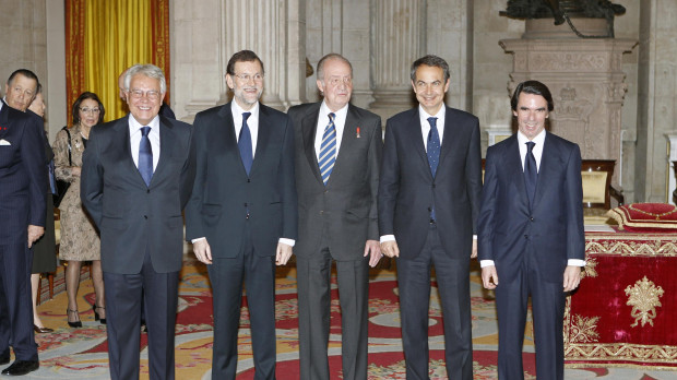 El Rey Juan Carlos y los cuatro expresidentes González, Aznar, Zapatero y Rajoy16/01/2012 MADRID