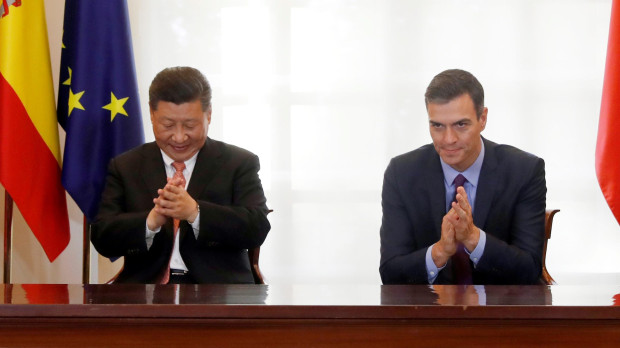 El presidente chino Xi Jinping, junto con Pedro Sánchez