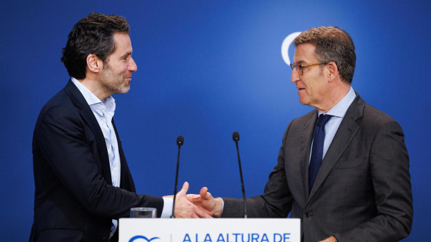 Alberto Núñez Feijóo y Borja Sémper en Génova