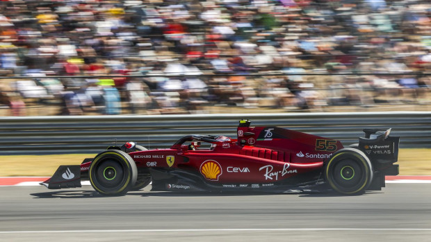 Ferrari driver Carlos Sainz during qualifications for the Formula One U.S. Grand Prix auto race at Circuit of the Americas, Saturday, Oct. 22, 2022, in Austin, Texas. *** Local Caption *** .