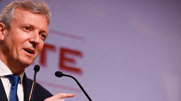 Alfonso Rueda, en su intervención en el foro organizado por El Debate en el hotel Four Seasons de Madrid