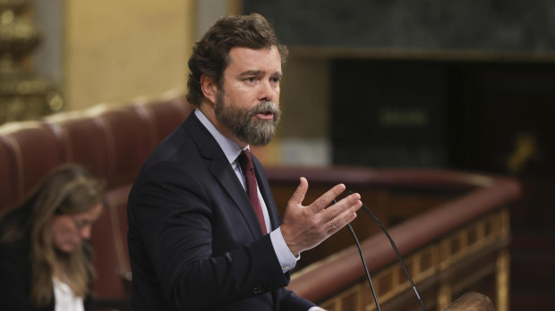 MADRID, 21/03/2023.- El portavoz de Vox en el Congreso, Iván Espinosa de los Monteros durante el debate de la moción de censura de VOX contra el presidente del Gobierno, Pedro Sánchez, con Tamames como candidato a la Presidencia, este martes en el Congreso de los Diputados. EFE/ Kiko Huesca