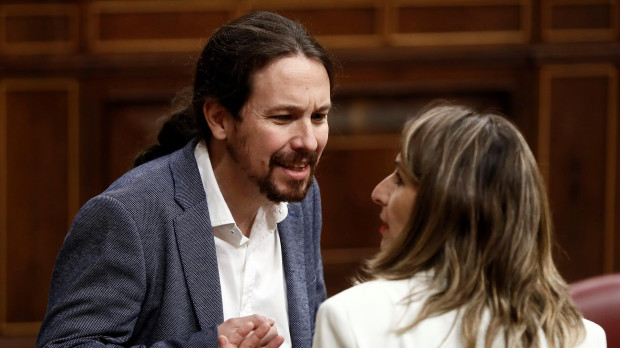 Pablo Iglesias y Yolanda Díaz, en una imagen de febrero de 2020