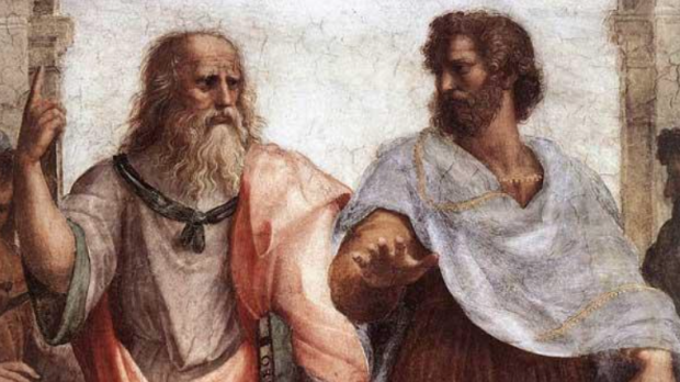 Platón y Aristóteles representados en los frescos de la Escuela de Atenas