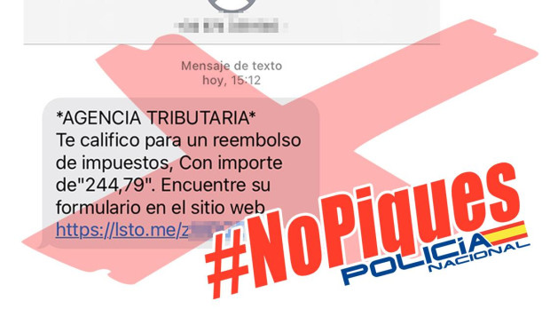 Imagen de la advertencia de la Policía Nacional