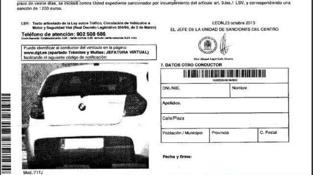 Un ejemplo de multa por exceso de velocidad