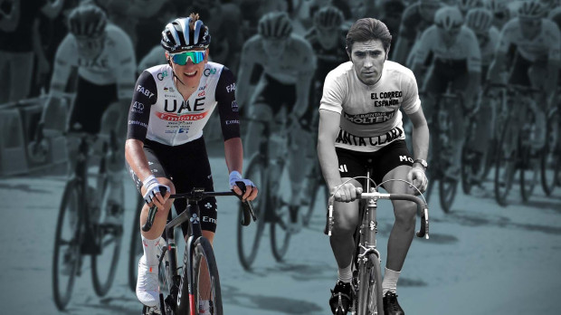 Tadej Pogacar y Eddy Merckx
