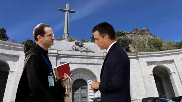 Montaje Pedro Sánchez y Santiago Cantera, prior de los benedictinos