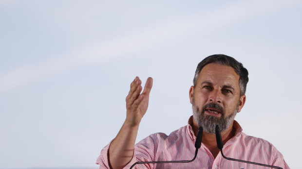 El presidente de Vox, Santiago Abascal, participa en un acto público de presentación de los candidatos de Madrid para las elecciones