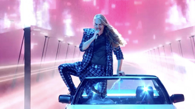 El vocalista del grupo australiano Vogayer, durante su actuación en la segunda semifinal