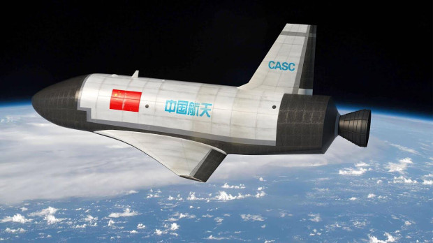 Recreación del avión espacial chino en la órbita terrestre