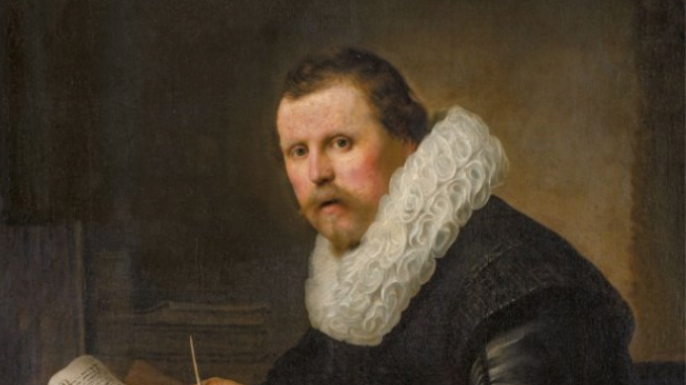 'Retrato de un hombre en un escritorio' de Rembrandt
