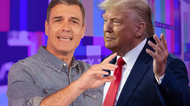 Fotomontaje de Pedro Sánchez y Donald Trump
