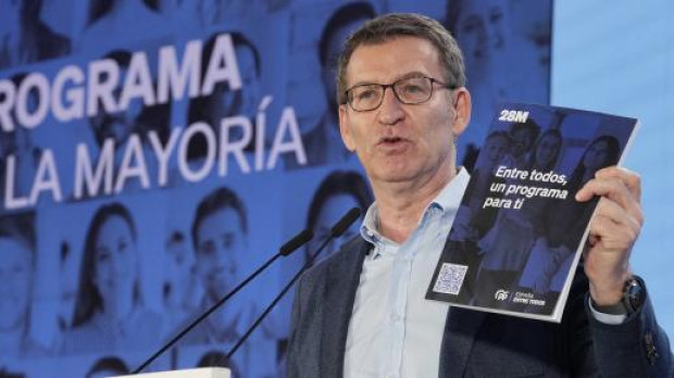 Feijóo durante la presentación del programa electoral del PP del 28-M