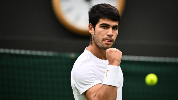 Carlos Alcaraz, en su debut en Wimbledon 2023