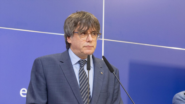 Catalan leader in exile Carles Puigdemont pictured during a press conference regarding the evaluation of the sentence of the Court of the European Union on the lifting of the euro-parliamentary immunity of Catalan leader Puigdemont and separatists Comin and Ponsati, Wednesday 05 July 2023, at the European parliament, in Brussels. Editorial licence valid only for Spain and 3 MONTHS from the date of the image, then delete it from your archive. For non-editorial and non-licensed use, please contact EUROPA PRESS. Europa Press / Europa Press 05/7/2023