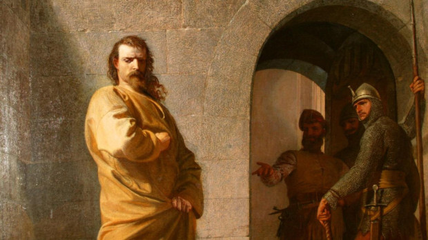 Humillación de Enrique IV ante el papa para pedirle su perdón (Eduard Schwoiser, 1852)