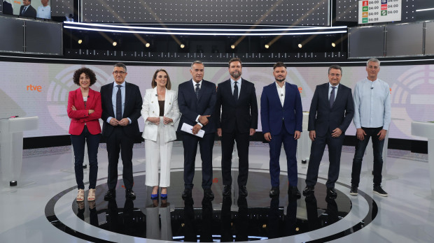 Los siete portavoces, al comienzo del debate