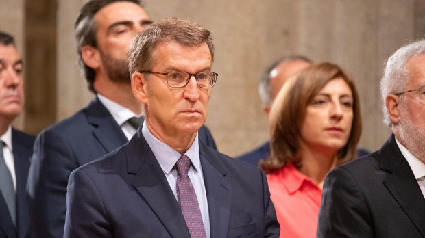 El presidente del PP, Alberto Núñez Feijóo, en Santiago