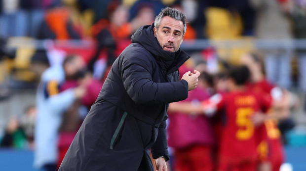 El seleccionador Jorge Vilda tras el gol de España que les daba el pase a seminifinales
