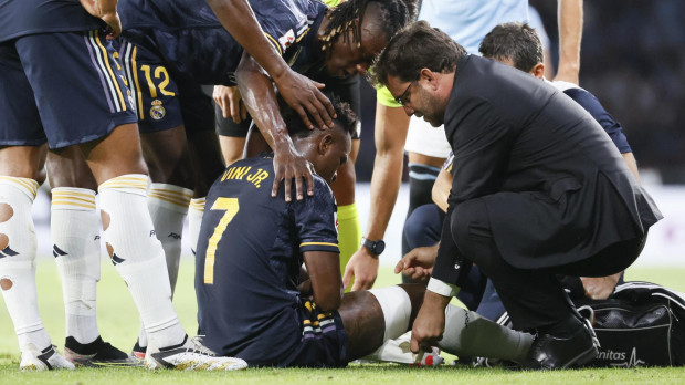 Vinicius, lesionado: solo duró un cuarto de hora en el partido ante el Celta