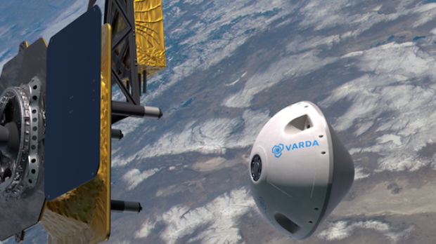 Una cápsula de Varda Space imaginada en el espacio