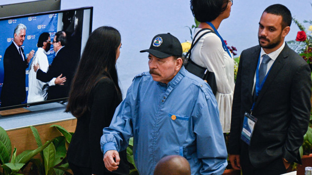 El dictador Daniel Ortega en un evento en La Habana