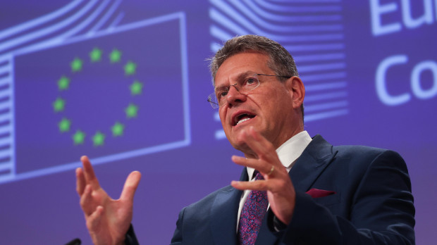 Maros Sefcovic, durante la rueda de prensa sobre la compra conjunta de gas