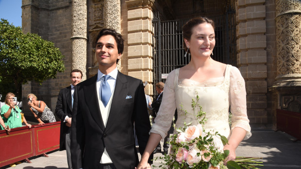 Victoria de Hohenlohe y Maxime Corneille, en su boda