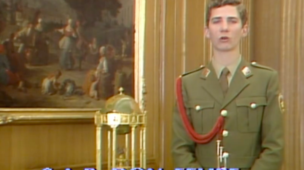 El entonces Príncipe Felipe, en la grabación de su discurso en 1986