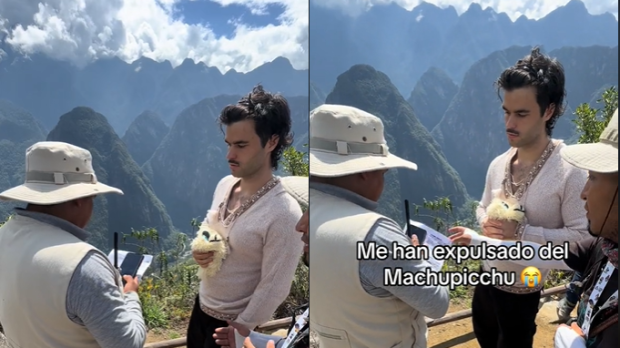 El tiktoker siendo expulsado de Machupichu