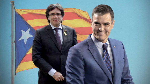 Montaje: Puigdemont y Pedro Sánchez