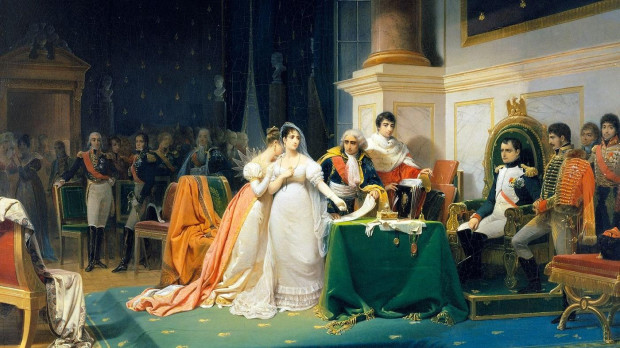 Josefina, primera esposa de Napoleón, obtiene la disolución civil de su matrimonio en virtud del Código Napoleónico. Pintura de Henri Frédéric Schopin, 1843