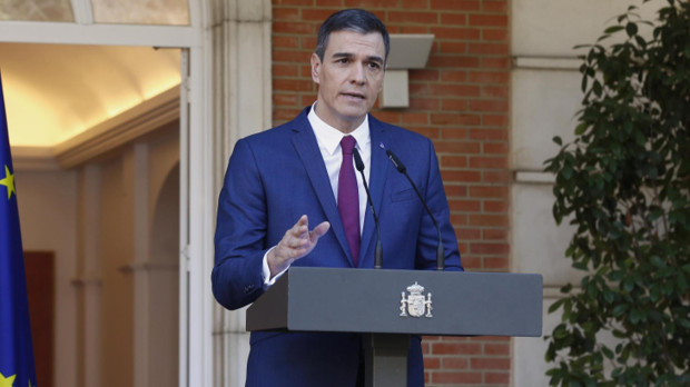 Pedro Sánchez, durante su comparecencia en la Moncloa