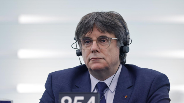 Strasbourg (France), 21/11/2023.- Former Catalan regional premier Carles Puigdemont during a Formal sitting at the European Parliament in Strasbourg, France, 21 November 2023. The EU Parliament's session runs from 20 till 23 November 2023. (Francia, Estrasburgo) EFE/EPA/RONALD WITTEK