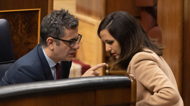 Félix Bolaños y Ione Belarra, en el Congreso durante la pasada legislatura