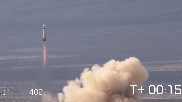 Despegue del cohete NS24 desde la base de Blue Origin en Van Horn (Texas), el martes