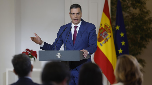 Pedro Sánchez, durante su comparecencia en la Moncloa
