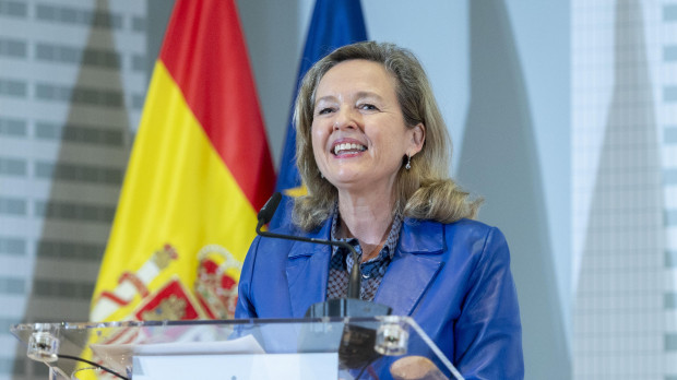 Nadia Calviño el día del traspaso de la cartera de Economía al nuevo ministro Carlos Cuerpo
