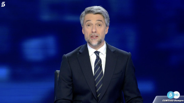 Franganillo, en su primer informativo en Telecinco, esta noche