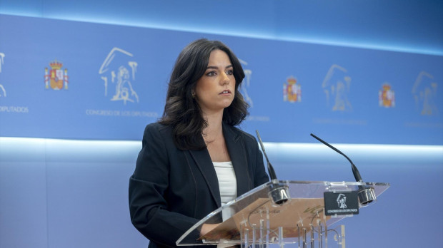 La portavoz de VOX en el Congreso, Pepa Millán, ofrece una rueda de prensa