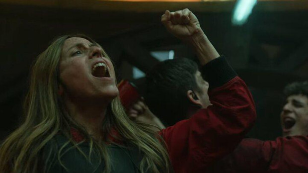 La actriz Itziar Ituño durante el rodaje de 'La casa de papel'