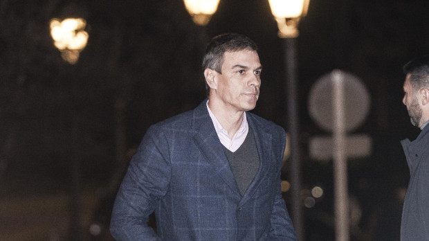 Spanish President Pedro Sanchez during burial of Miguel Barroso in Madrid. January 14 204