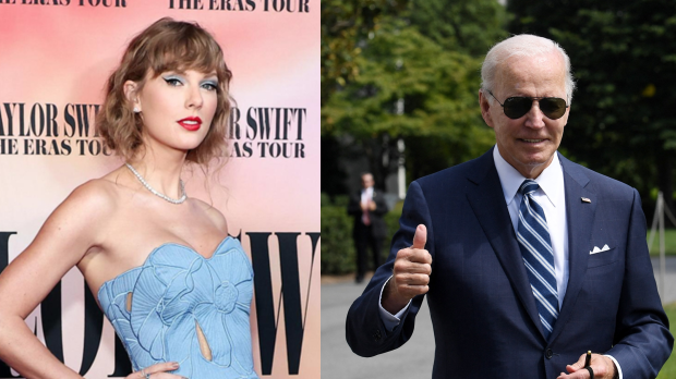 La cantante Taylor Swirt (Gtres) y el presidente Joe Biden (AFP)