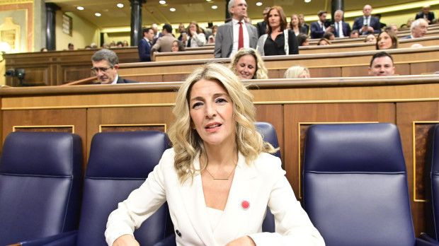 Minister Yolanda Diaz during the session of investiture President in the Congress of Deputies in Madrid on Wednesday, 15 November 2023.