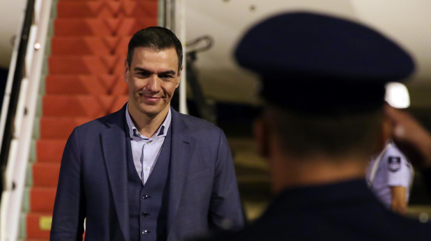 Pedro Sánchez, a su llegada a Brasilia