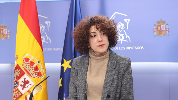 La diputada de Sumar Aina Vidal, durante una rueda de prensa