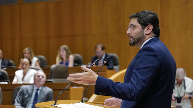 El vicepresidente primero de Aragón, Alejandro Nolasco, en un Pleno de las Cortes